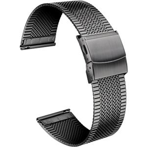 BINLUN Stainless Steel Mesh Watch Bands 12mm 14mm 16mm 18mm 20mm 22mm Ultra-thin Quick Release Metal Replacement Watch Strap Men Women 4 Color (Gold, Silver, Black, Rose Gold)