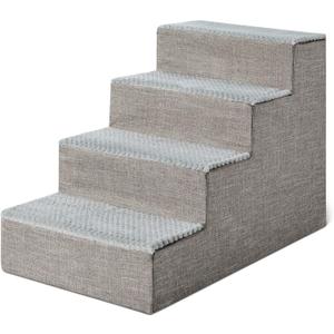 Amazon Basics Dog Steps, 18.7" H, 4-Step Pet Stairs for High Bed Couch and Sofa, Non-Slip Bottom, for Indoor Dogs and Cats, Grey