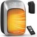 Minetom 800W Plug-in Space Heater, Portable Wall Outlet Heater With Adjustable Thermostat, Remote, ECO Mode, 12H Timer, LED Display for RV, Home Office, Bathroom Indoor Use