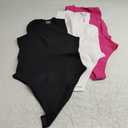 OQQ Women's 3 Piece Bodysuits Sexy Ribbed Strappy Square Neck Sleeveless Tummy Control Tank Tops Bodysuits L