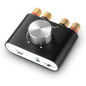 Nobsound Mini Bluetooth 5.0 Power Amplifier, Stereo Hi-Fi Digital Amp 2.0 Channel 50W2 with AUX/USB/Bluetooth Input, Wireless Audio Receiver, PC Sound Card with Power Supply (Black)