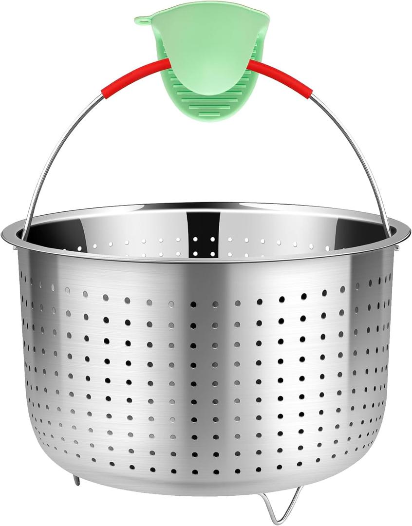 GREATLINK Vegetable Steamer Basket for Instant Pot Accessories 6 & 8 Qt - Stainless Steel Strainers and Colanders - Metal Strainer for Cooking Broccoli, Eggs, Pasta, Quinoa (6 Qt - Steamer Basket)