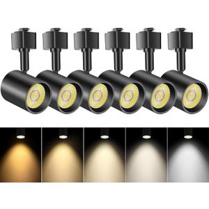 VANoopee 4-Color J Type Track Lighting Heads Dimmable LED Track Light Heads Bright Rail Ceiling Spotlight Fixtures Accent Task, 2700K-6000K, Flicker Free CRI90+ 24° 10W 800lm, Matte Black