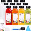 SUPERLELE 12pcs 12oz Plastic Juice Bottles with Caps, Clear Reusable Juice Containers with Lids for Juicing, Smoothie, Drinking and Other Beverages