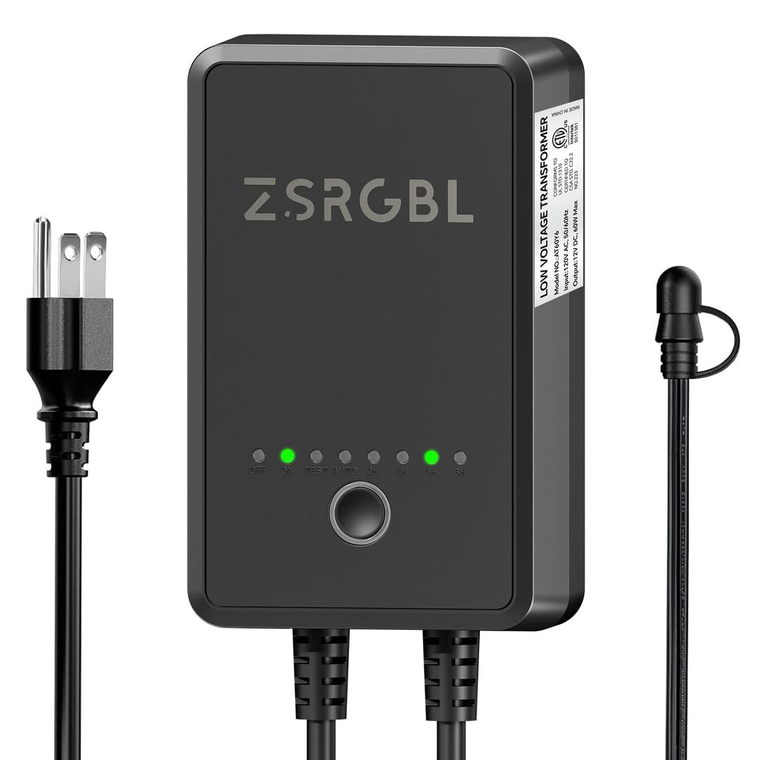 60W Low Voltage Transformer with Photocell Sensor and Timer 120V AC to 12V DC Outdoor Weatherproof Landscape Lighting Transformer for Pathway Lights Spotlights, ETL Listed