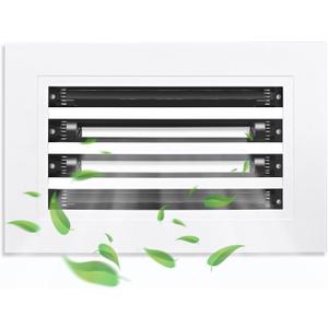 10x6 Modern Air Vent Cover, Decorative White Aluminium Air Vent Cover for Wall, Ceiling and Floor, Roller Rotation Regulates Airflow and Direction, for Air Outlet and Return, Made of Aluminum Alloy
