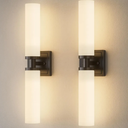 Wall Sconces Set of Two, Modern Bathroom Sconce with Frosted Glass, Hardwired Wall Light Fixtures for Bathroom Living Room Bedroom Hallway (Bulbs Not Included)