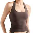 SUUKSESS Women Halter Tank Tops Double Lined Backless Y2K Trendy Going Out Tops M