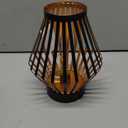 JHY DESIGN Dimmable Touch Bedside Table Lamp 8.5''H Rechargeable Metal Cage Lantern with LED Edison Style Bulb Cordless Accent Lamp for Weddings Parties Patio Events for Indoors Outdoors (Black diamond)