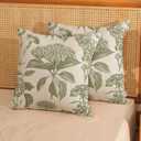 Sage Green Pillow Covers 18x18 Set of 2 Boho Floral Hydrangea Herbs Botanical Throw Pillow Cover Outdoor Decoration Pillow Cases Vintage Flower Linen Cushion Case Decorative for Couch Sofa