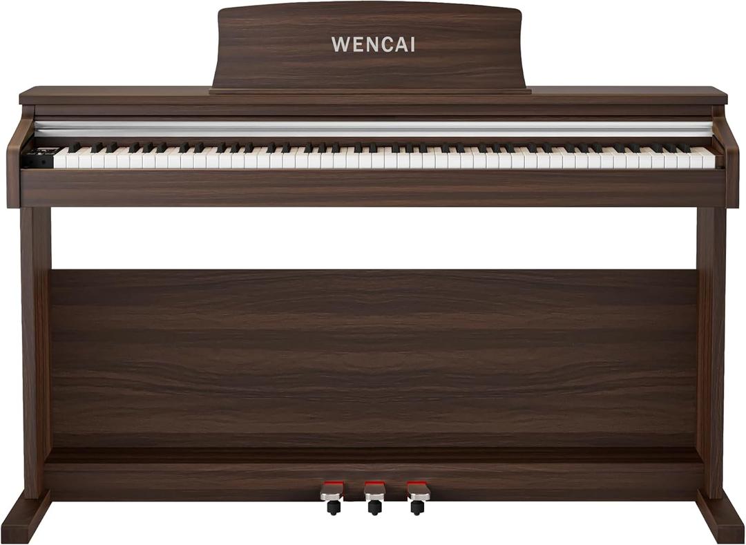 WENCAI 88 Keys Digital Piano Hammer Action Weighted Keyboard Piano, Full Size Upright Electric Piano, Wooden Electronic Piano for Beginner Professional, MIDI-USB Support, 3 Pedals, Sub Brown