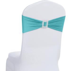 Joccun 30 PCS Spandex Chair Sashes Bows Stretch Chair Cover Band with Buckle Slider Universal Elastic Chair Ties for Wedding Banquet Party Event Decoration (Turquoise) (30 Pack)