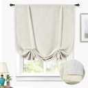 DriftAway Double Layer Linen Blackout Tie Up Curtains, Thermal Insulated Fully Lined, Balloon Roman Shade, Bathroom Window Adjustable Rod Pocket for Small Window 39 Inch by 55 Inch Light Linen