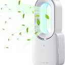 let'me Desk Fan, Portable Bladeless Fan 11.8 inch Small Personal Cooling Fan with 5 Colors Touch Control LED Light, Quiet Table Fan for Office, Home, Bedroom (WHITE)