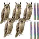 5PCS Plastic Owl to Scare Pigeons Away Flat Paper Fake Owl to Keep Pigeon Away from Balcony Hanging Garden Owl Scare Devices with Reflective Tape Garden Decor for Windows Patio Roof Yard Outdoor