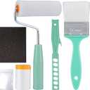 6 Pieces Wood Grain Painting Roller Kit,Wood Grain Roller Painting Tool with Handle DIY Graining Tool Paint Roller Tool Set for Wall Floor Furniture Room Art Decoration