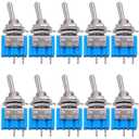 Taiss 10PCS SPST Mini Toggle Switch 2 Pin 2 Position ON/Off Miniature Toggle Switch 6A 125V MTS-101