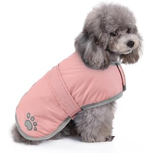 Queenmore Dog Winter Coat, Fleece Puffer Dog Down Vest, Cold Weather Pet Jacket for Dogs, Waterproof Reflective Reversible Dog Sweater Clothes for Small, Medium and Large Dogs (Light Pink, XS) (X-Small)