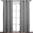 NICETOWN Thermal Insulated Grommet Blackout Curtains for Office, Kids Window Drape Panel for Nursery, Privacy Short Curtains (Silver Grey, 2 Panels, W42 x L84-Inch)
