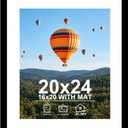JCJMY 20x24 Picture Frame with 16x20 Mat, Display Photo 16x20 with Mat or 20 x 24 Without Mat, Wall Hanging Large 20 by 24 Poster Frame with Plexiglass, Black