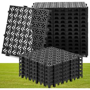 20 Pcs Ground Protection Mats, Interlocking Black 15.7 x 15.7 in