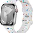 Sport Band Compatible with Apple Watch Band 44mm 45mm 46mm 40mm 42mm 38mm 41mm 49mm, Soft Silicone Waterproof Replacement Strap for iWatch Watch Series 11 10 9 8 7 6 5 4 3 2 1 SE Ultra Women Men (Speckle White)