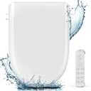 Bidet Toilet Seat Round Smart Electric Heated Toilet Seat with Warm Water & Dryer, Feminine & Child Wash, Self-Clean Stainless Steel Nozzle, Adjustable Water Pressure, Slow Close Lid
