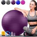 Soft Exercise ball, Anti-Burst Yoga Ball Chair Supports 2200lbs, Stability Swiss Ball w/ Pump for Pregnancy Birthing, Excersize, Workout, Fitness, Balance, Gym, Physio, Abs (Office & Home & School) (S(38-45cm), purple)