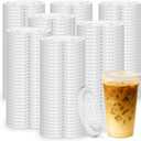 Hortsun 1000 Count 98mm Clear Flat Lids with Straw Slot Fits 16, 20, 24 oz Cups Disposable PET Plastic Transparent Cup Lids for Summer Iced Coffee Milkshake Ice Cream Party Supplies