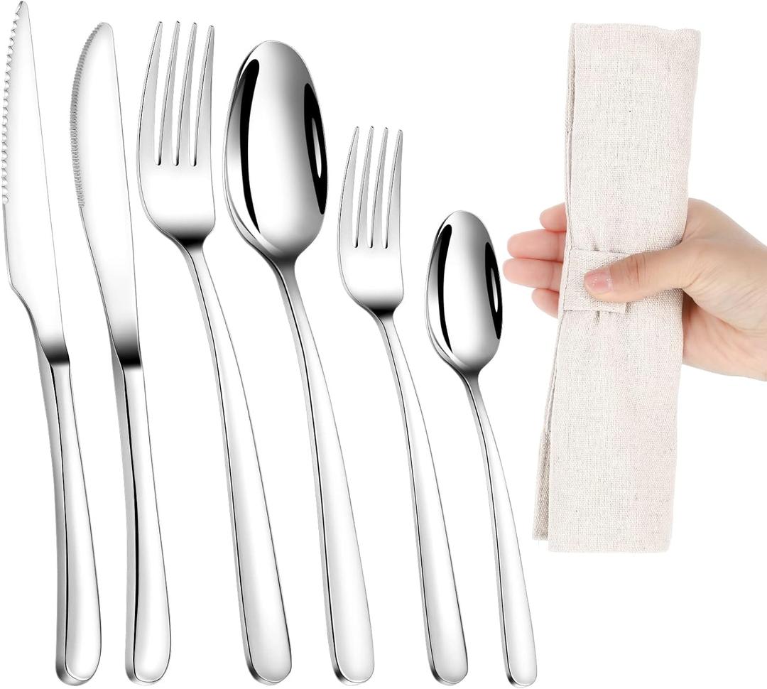 Bonuci 6 Pcs Weighted Utensils for Hand Tremors and Parkinsons Patients Weight Silver Cutlery Set Utensils for Eating Spoons for Adaptive Eating Flatware(Silver)