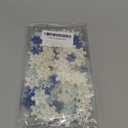 100Pcs Mini Snowflake Ornament Christmas Decorations- Glitter Resin White and Blue Snowflakes Christmas Craft Embellishment for DIY Craft Xmas Tree Winter Party Table Decor (3 Sizes)