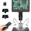 Andonstar AD246S-M HDMI Digital Microscope 2000x for Adults, 3 Lens 2160P UHD Video Record, 7 Inch LCD Soldering Microscope for Electronics Repair, Error Coins, Pro Boom Arm Stand, Windows Compatible
