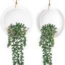 Der Rose 2 Pack Fake Plants Hanging Artificial Succulents Plants in White Pots for Living Room Bathroom Accessories Boho Wall Decor