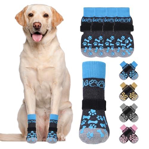 KOOLTAIL Dog Socks Shoes for Hot Pavement to Prevent Licking Paws, Winter Dog Boots&Paw Protector for Hardwood Floors Anti Slip,Traction Control Grip Booties for Dogs,Blue XL