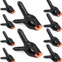 RELBRO Spring Clamps, Assorted Sizes Plastic Clips for Woodworking Balloon Arch Backdrop Craft Projects, Heavy Duty, 6 Inch, 4.5 Inch, 3.5 Inch, Black, 10 Pcs