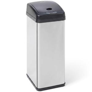 SIMPLI-Magic 12 Gallon / 45 Liter Square Kitchen Stainless Steel Sensor Trash Can, Touchless Automatic Kitchen Garbage Bin with Soft-Close Lid
