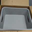 Amazon Basics Decorative BPA-Free Plastic Storage Baskets, 13.66 x 11.34 x 5.39 in, Grey, 4-Pack