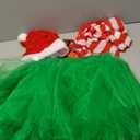SATINIOR Christmas Costume Set Santa Hat Tutu Skirt Striped Tights Glitter Frame Christmas Glasses for Women