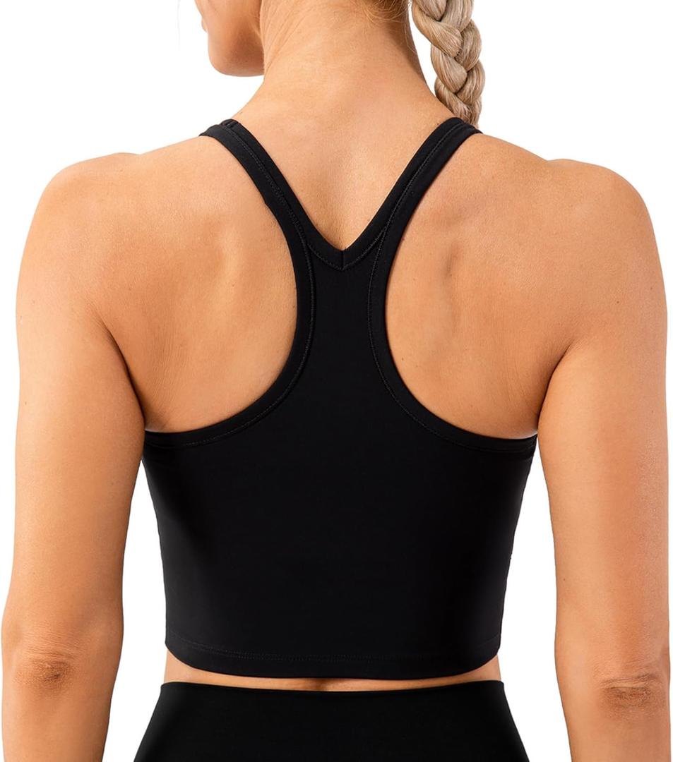 Lavento Women's Racerback Sports Bras Yoga Crop Top with Built in Bra (6)