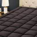 HYLEORY Full XL Mattress Pad Quilted Fitted Mattress Protector Cooling Pillow Top Mattress Cover Breathable Fluffy Soft Mattress Topper with 8-21" Deep Pocket, Brown