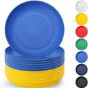 Berglander Plastic Plates Set of 12 Pieces 9", UKR Color Reusable and Sturdy Unbreakable Dinner Plates, Salad Plates, Pasta Bowls, Dishes for Home, Kid, Light Weight Easy Carry for Picnic, Camping