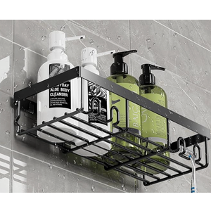 Moforoco Shower Caddy Shelf Organizer Rack, Self Adhesive Black Bathroom Shelves Basket, Home Farmhouse Wall Inside Organization and Storage Decor Rv Accessories, First Camper Apartment Essentials | Basket, Home Farmhouse, Decor, Rv Accessories, First Camper (Medium)