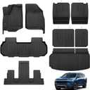 Floor Mats for 2024-2026 Chevrolet Chevy Traverse & for 2024-2026 GMC Acadia & for 2025-2026 Buick Enclave Accessories 7-Seat Bucket Chairs All Weather TPE Cargo Mat with Backrest Mat Black