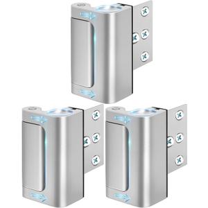 Home Security Door Lock 3 Pack Metal Door Reinforcement Lock for Kids Safety Top Front Door Child Proof Safety Lock Defend High Security Door Locks Latch Withstand 800lbs for Inside Swing Door Chain