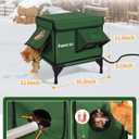 Weatherproof Heated Cat House for Outdoor in Winter, Heated Cat Bed Kitty Shelter with Cat Heating Pad, Insulated & Safe Escape Door, Warm House for Outside Stray Cat (Green, 12"x16"x16")