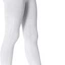 Century Star Toddler Tights for Girls - Cotton Cable Knit Stockings Solid Warm Footed Seamless Leggings 0-12 Years (White)