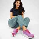 Womens Easy On Walking Shoes Lace Up Comfortable Tennis Shoes with Anatomic Toe Box for Women Breathable Running Sneakers (8, Purple)