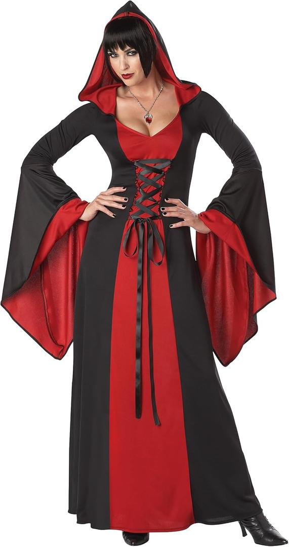 Women's Deluxe Hooded Robe Costume (Red), XL
