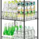 5 Tier Water Bottle Organizer Rack Metal Free Standing Water Storage Rack Beverage Holder Bottled Water Stand for Floor, Space Saver Soda Drink Shelf for Kitchen Living Room, Black
