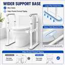 Toilet Safety Rails for Seniors -440lb Heavy Duty, Adjustable Height & Width, No Drilling Toilet Assist Frame with Large Oval Base & Night Light Grips for Elderly, Disabled & Handicap